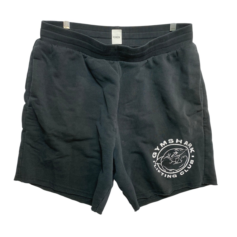 Gymshark Shorts Mens M Black Lifting Club A1A8L Raw Hem Sweat Shorts